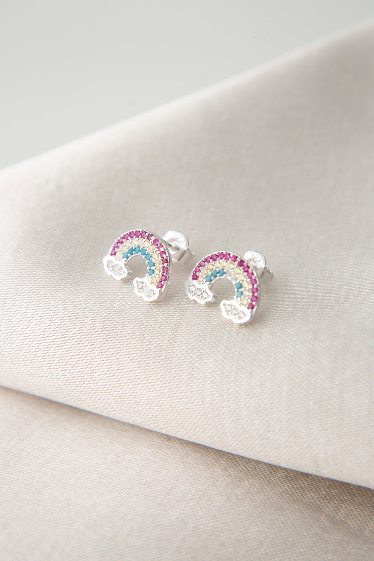 Wholesale Women's 925 Sterling Silver Rainbow Stone Earrings