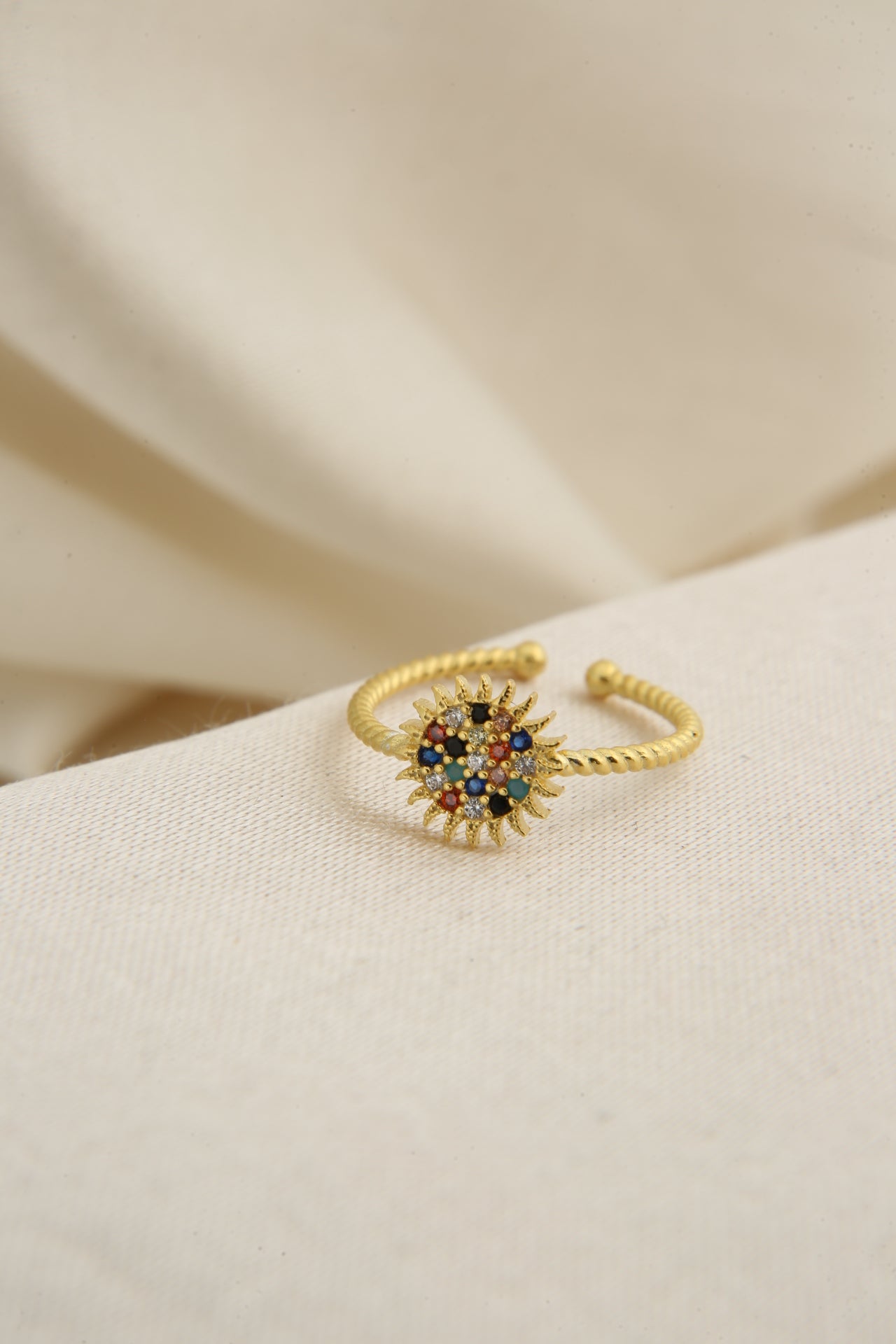 Bague en argent sterling 925 pour femmes avec pierres mélangées en modèle soleil , vente en gros