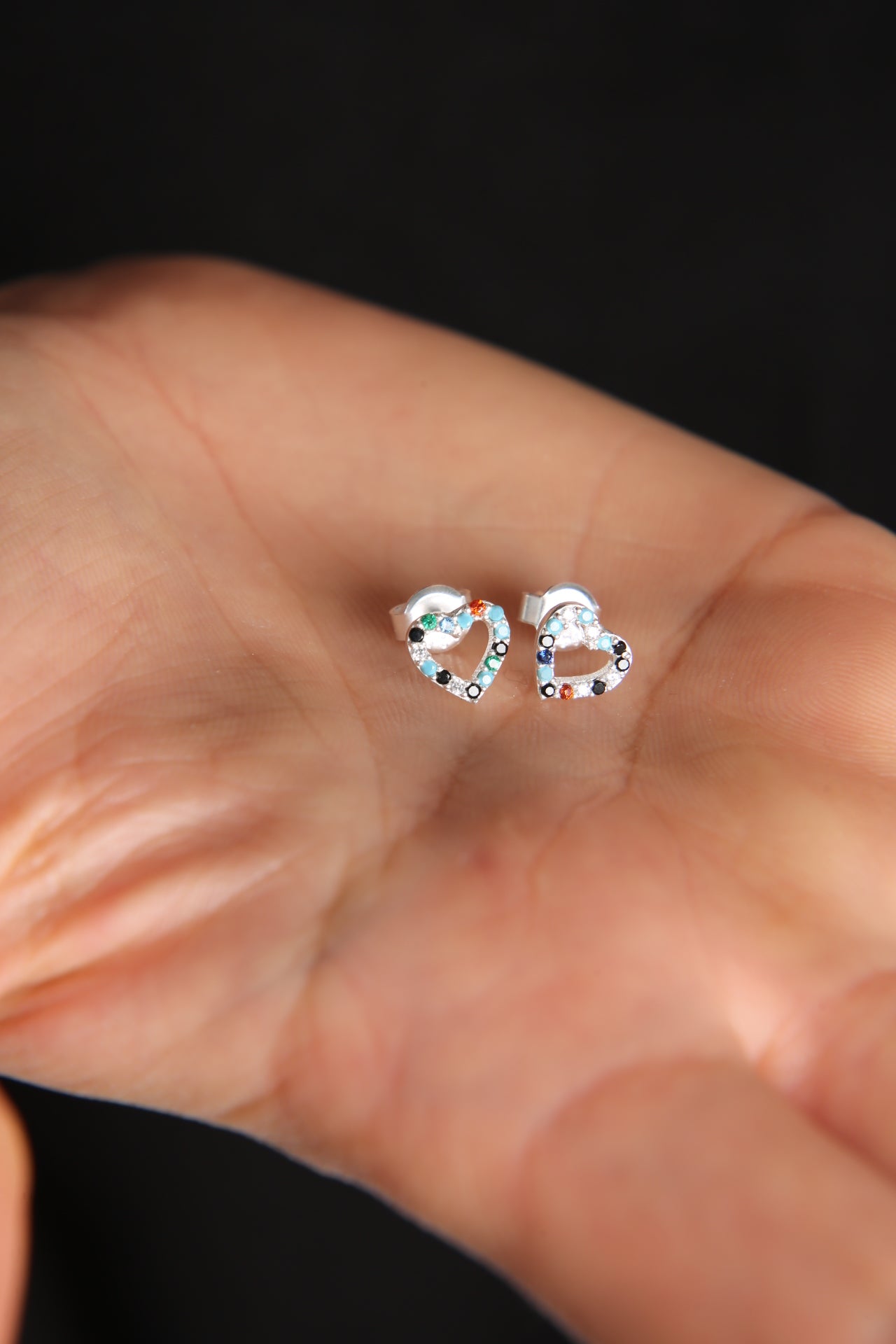 Wholesale Women's 925 Sterling Silver Mix Stone Heart Earrings