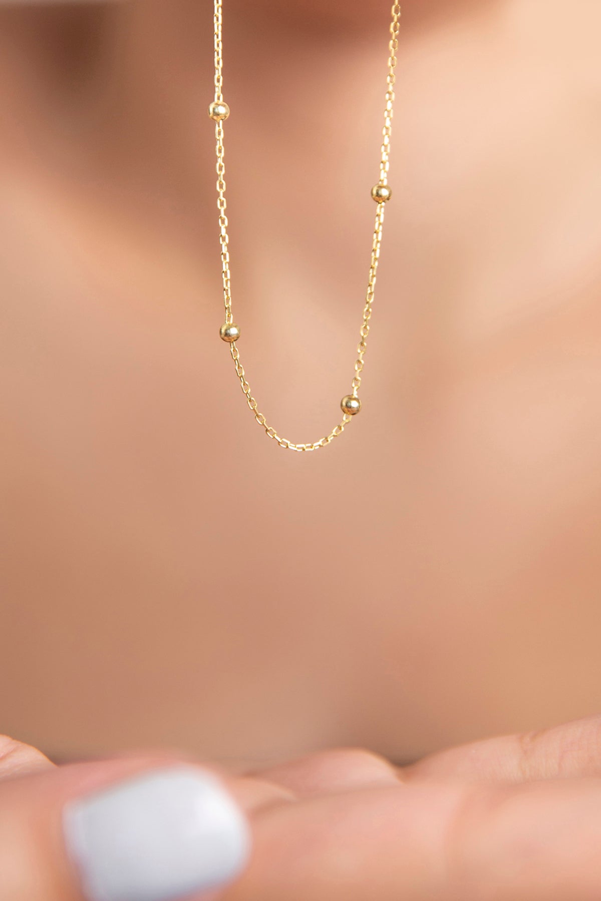 Wholesale Women's Gold-plated 925 Sterling Silver Necklace with Ball Chain