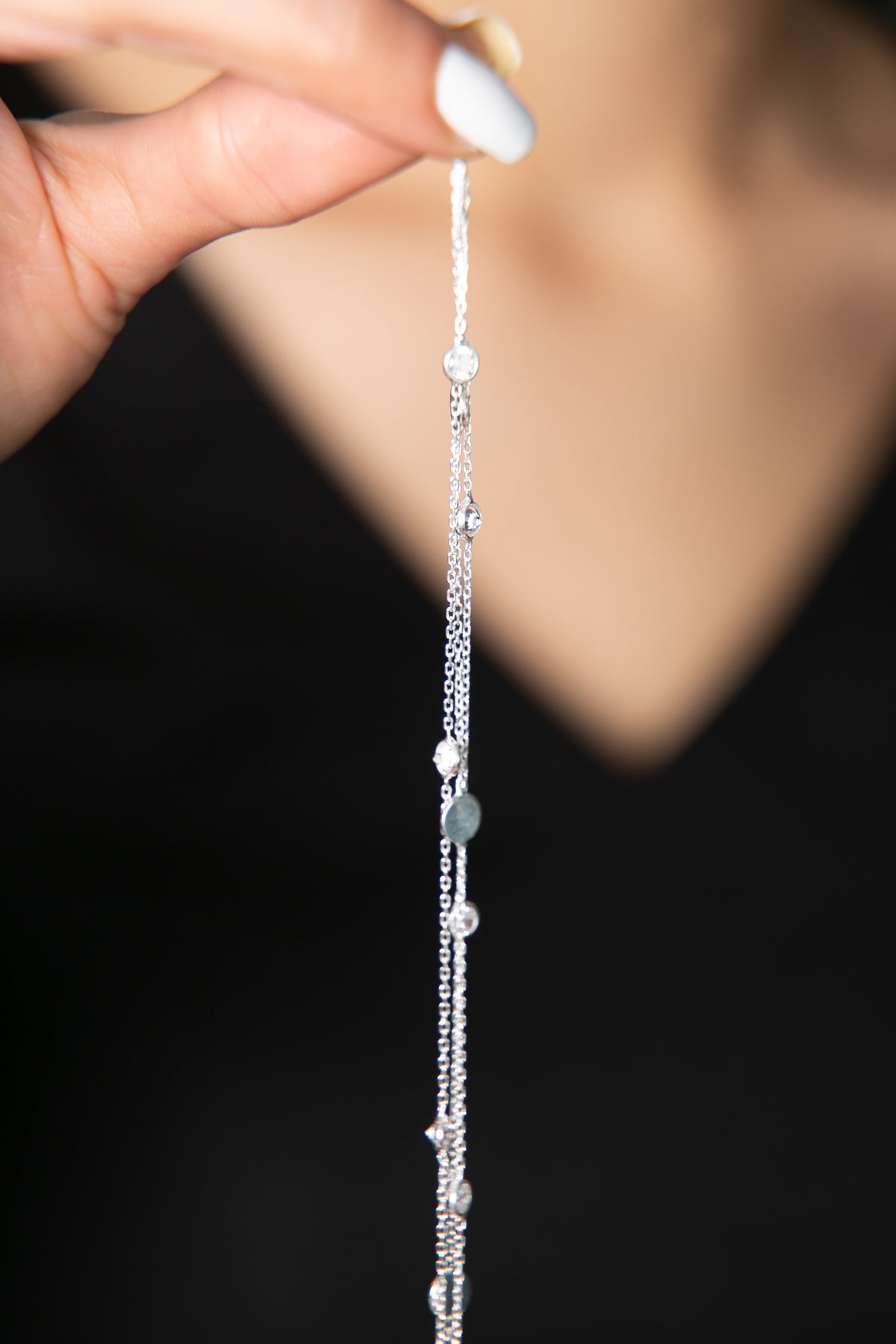 Wholesale Women's Gemstone Plaque Detailed 925 Sterling Silver Bracelet