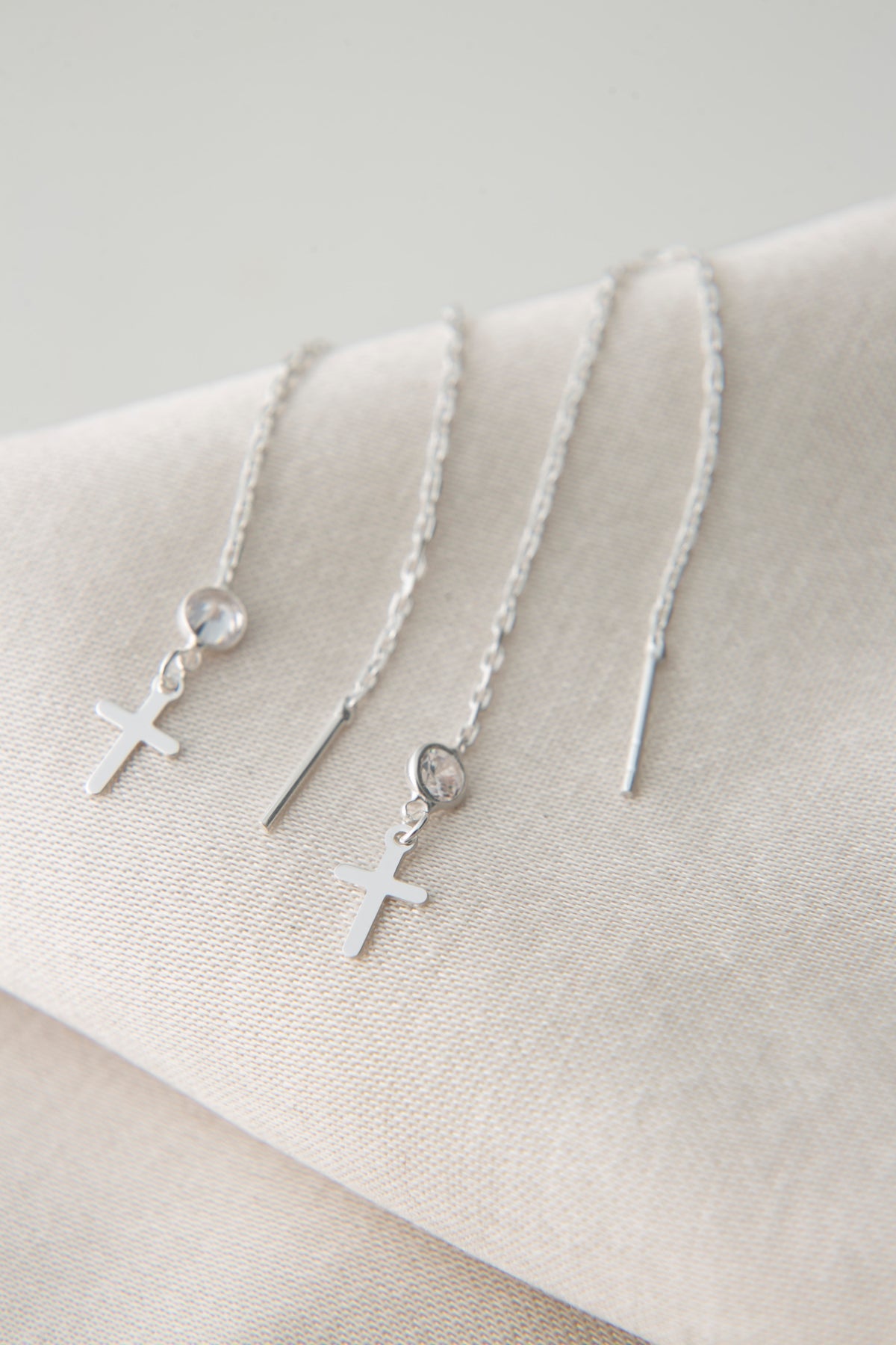 Wholesale Women's 925 Sterling Silver Cross Earrings with Stones