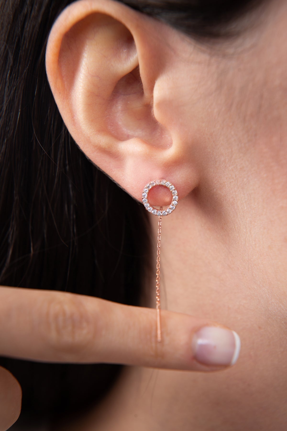 Wholesale Women's Dangle Hoop Model 925 Sterling Silver Earrings