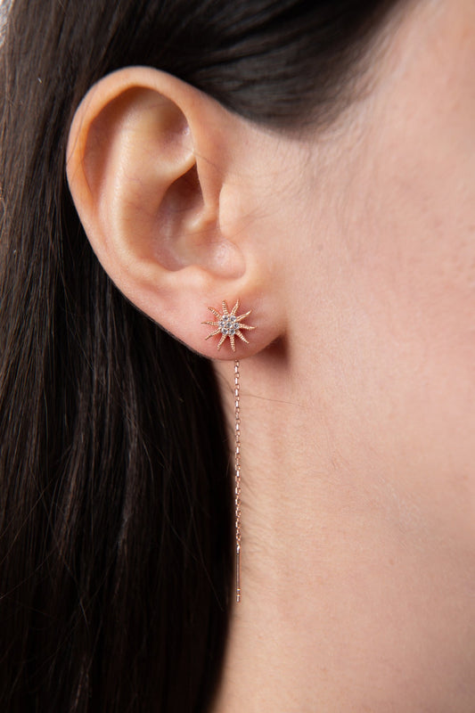 Wholesale Women's 925 Sterling Silver Dangle Sun Earrings