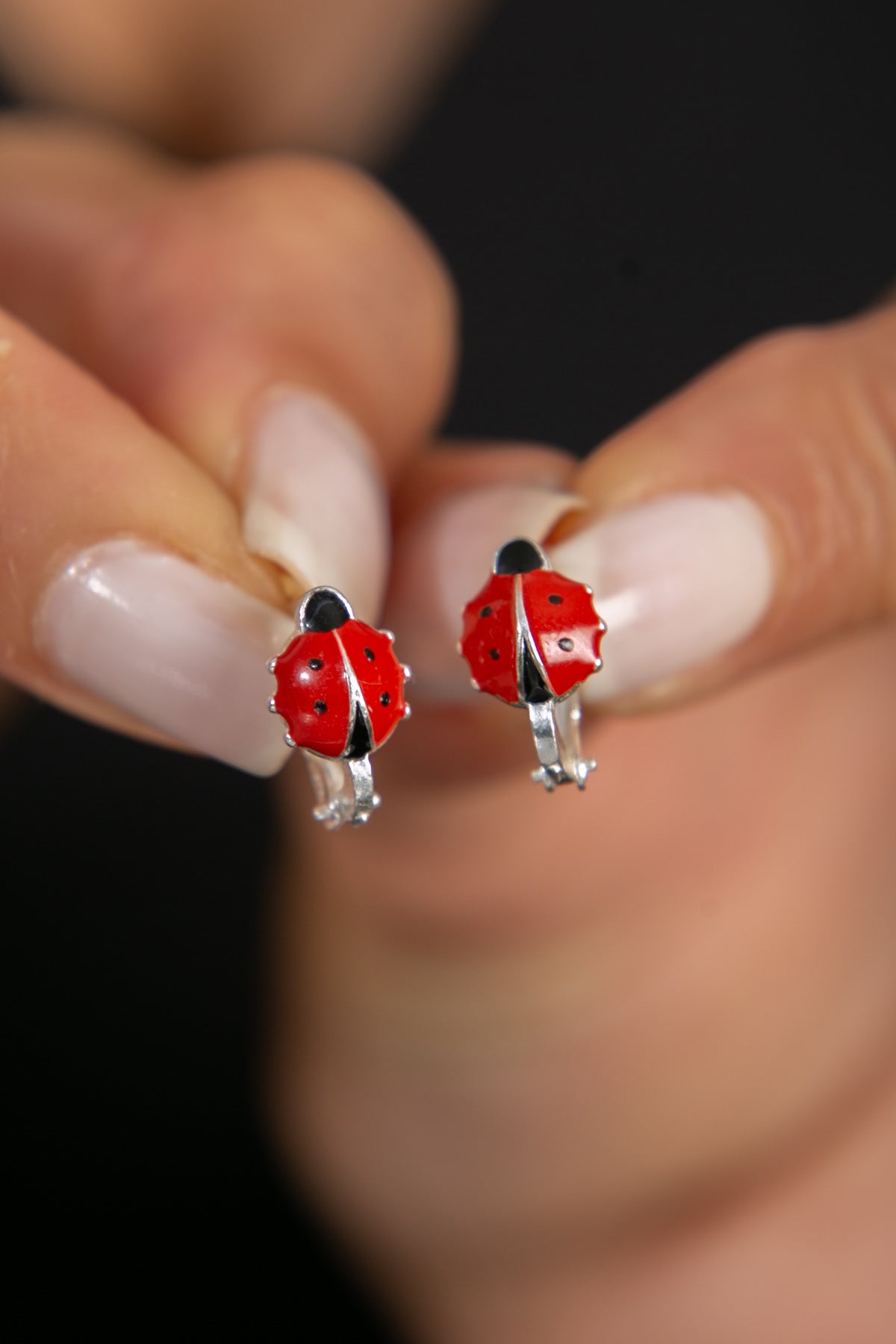 Wholesale Women's 925 Sterling Silver Ladybug Earrings