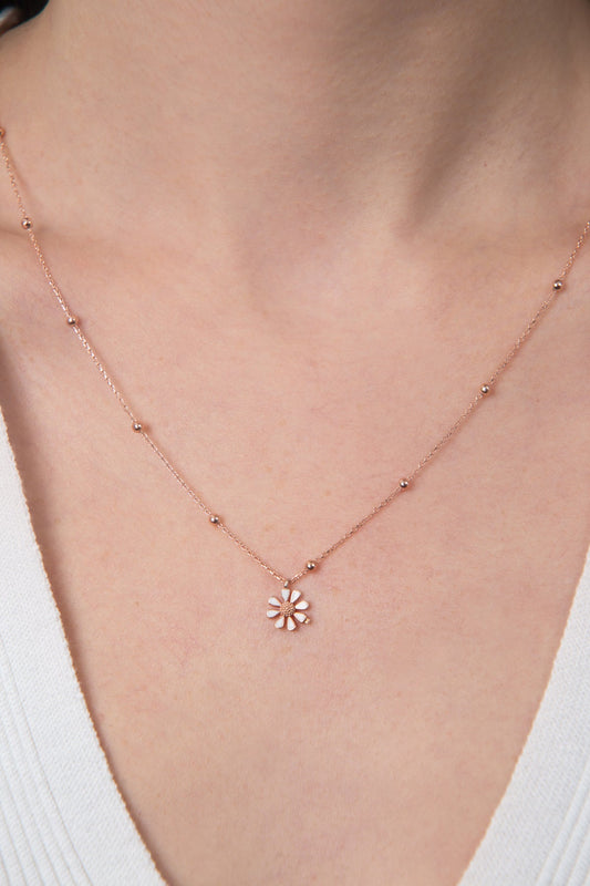 Wholesale Women's Daisy Model 925 Sterling Silver Necklace