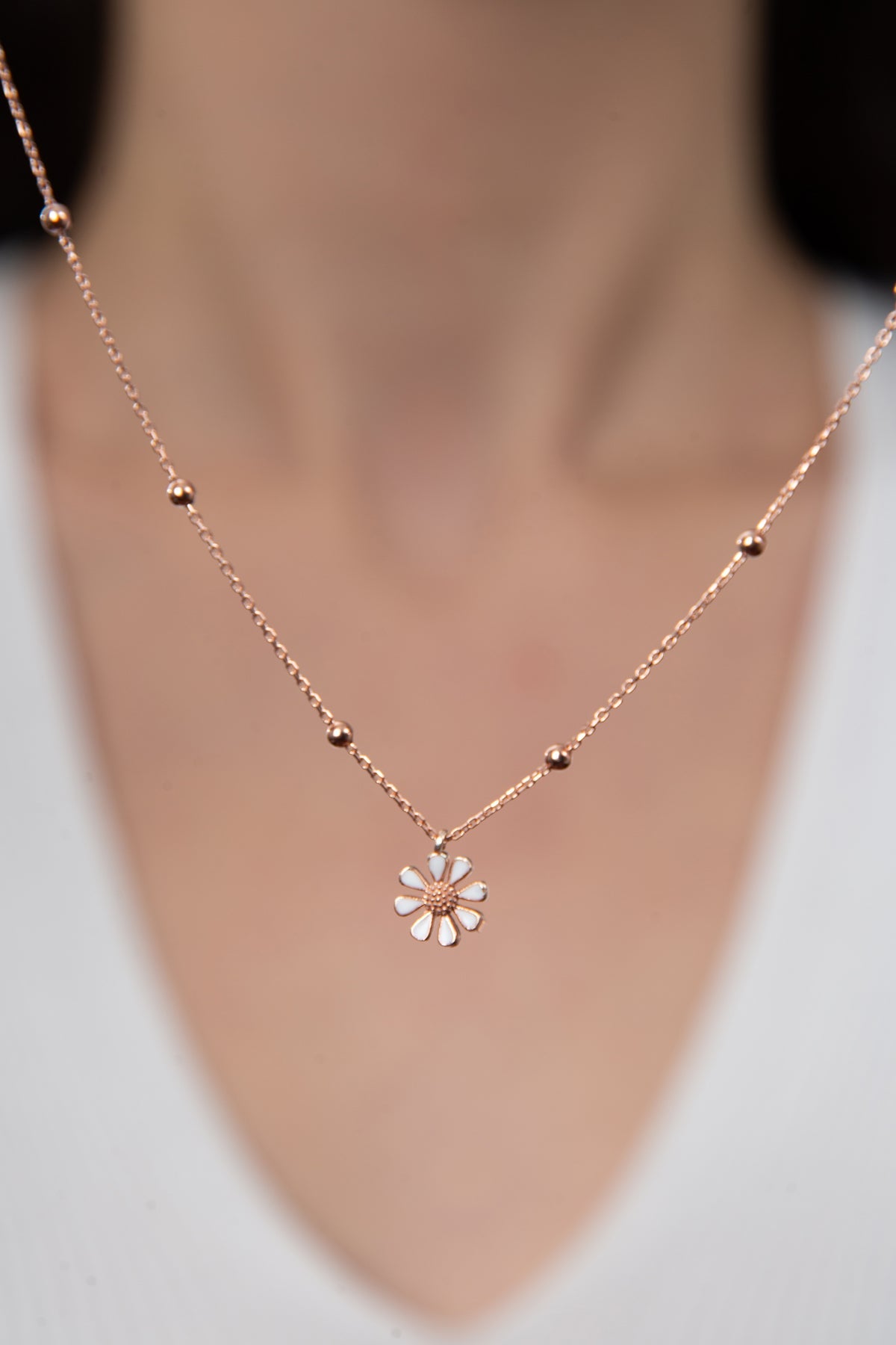 Wholesale Women's Daisy Model 925 Sterling Silver Necklace