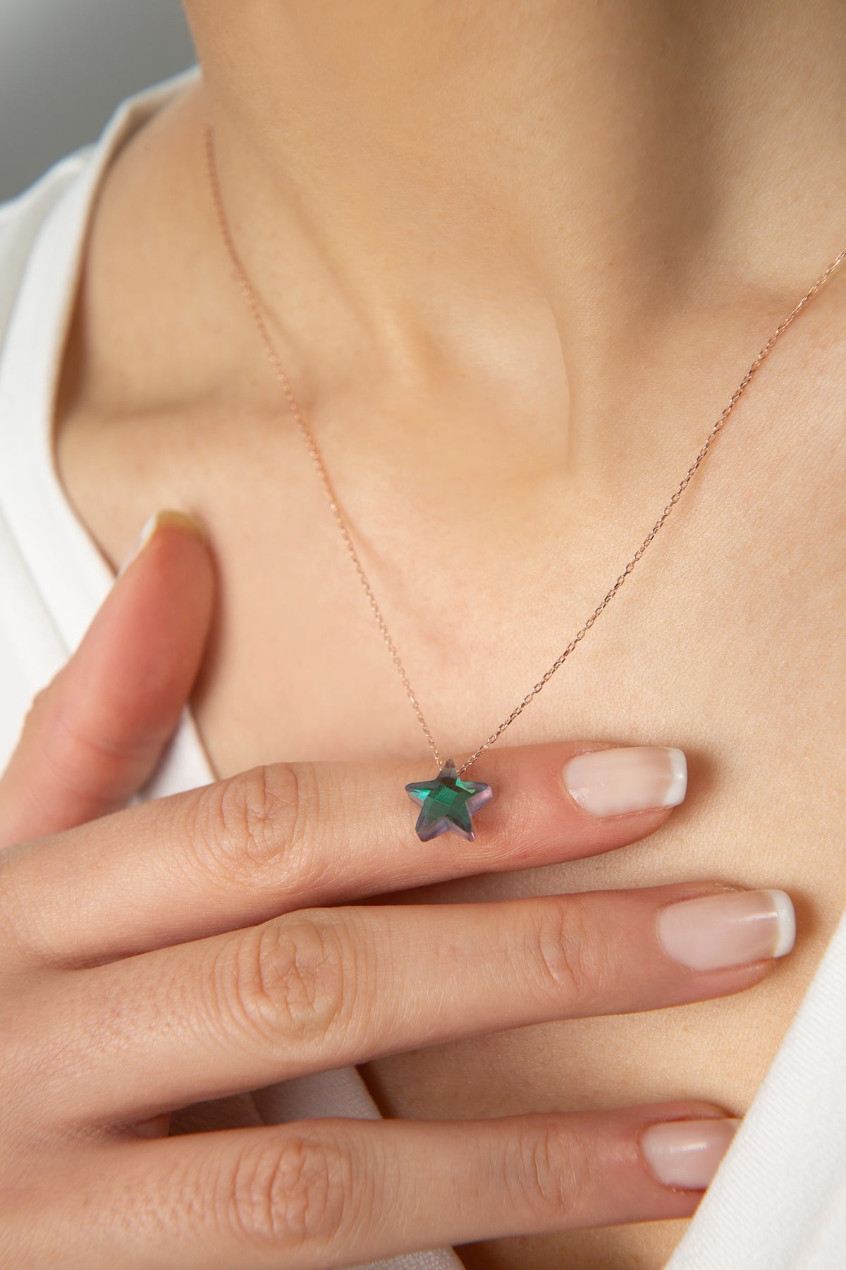 Wholesale Women's Faceted Star Model 925 Sterling Silver Necklace