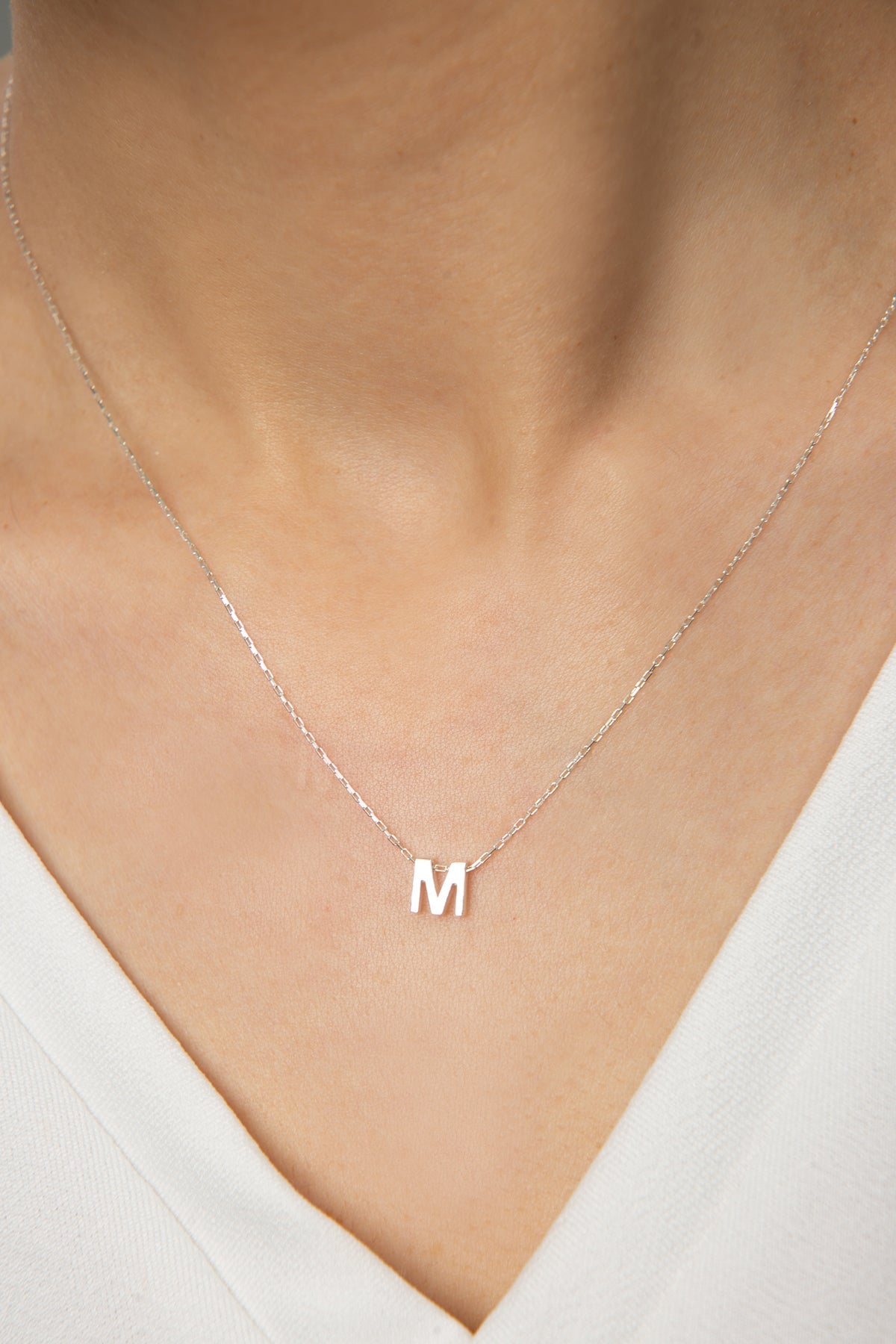 Wholesale Women's 3D M Letter Model 925 Sterling Silver Necklace