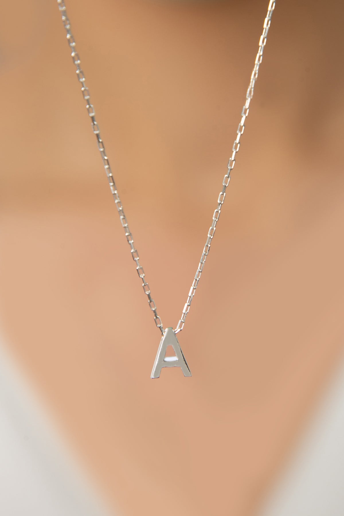 Wholesale Women's 3D A Letter Model 925 Sterling Silver Necklace