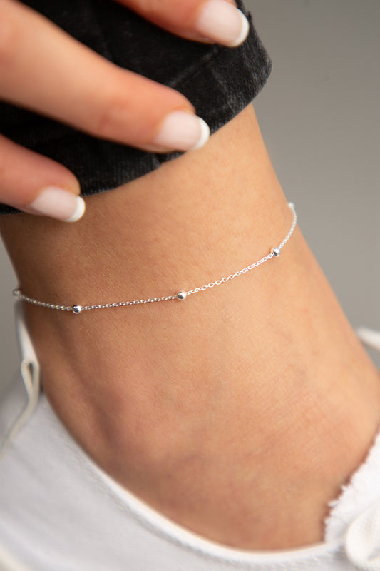 Wholesale Women's 925 Sterling Silver Ball Chain Anklet