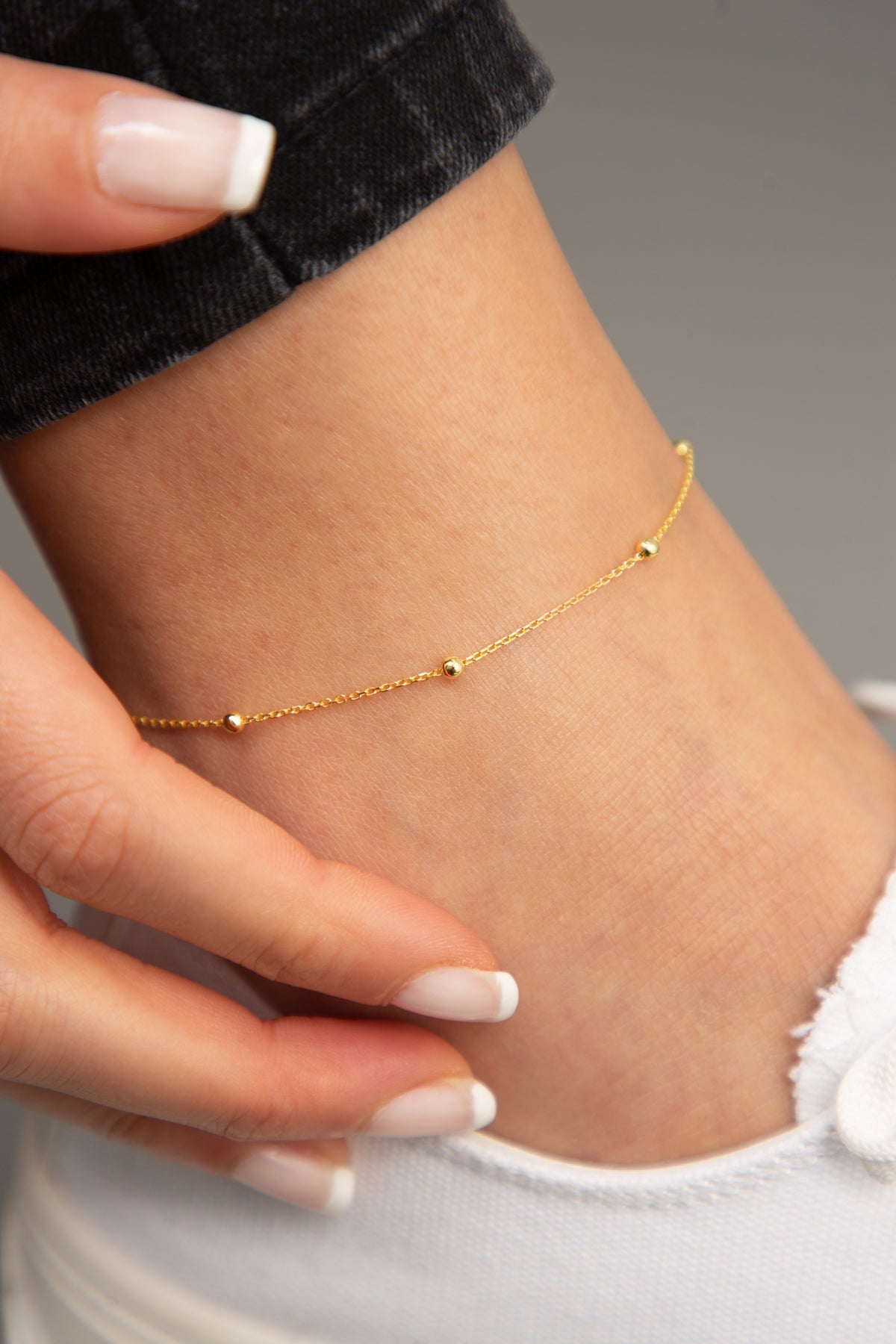 Wholesale Women's 925 Sterling Silver Ball Chain Anklet