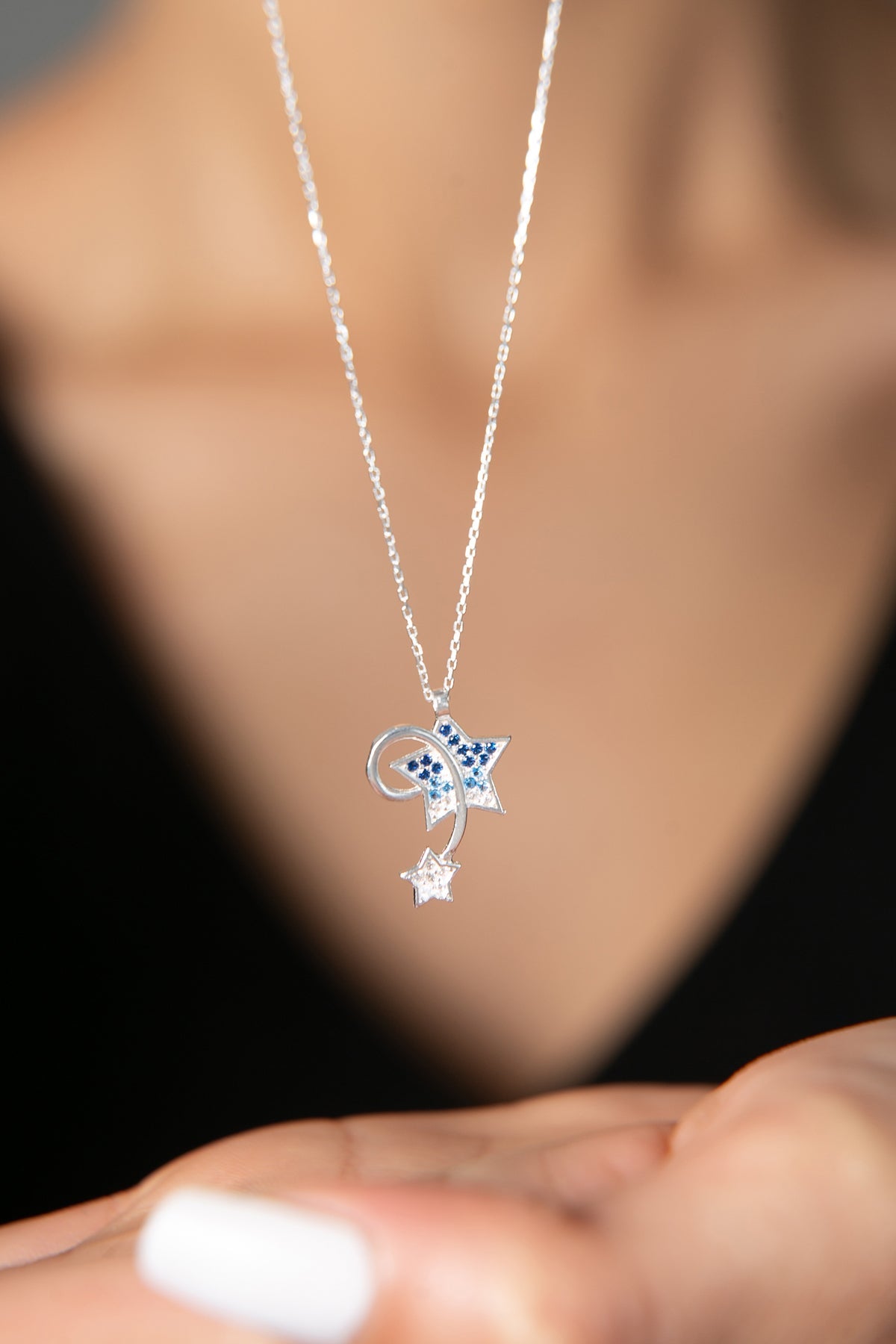 Wholesale Women's 925 Sterling Silver Shooting Star Necklace