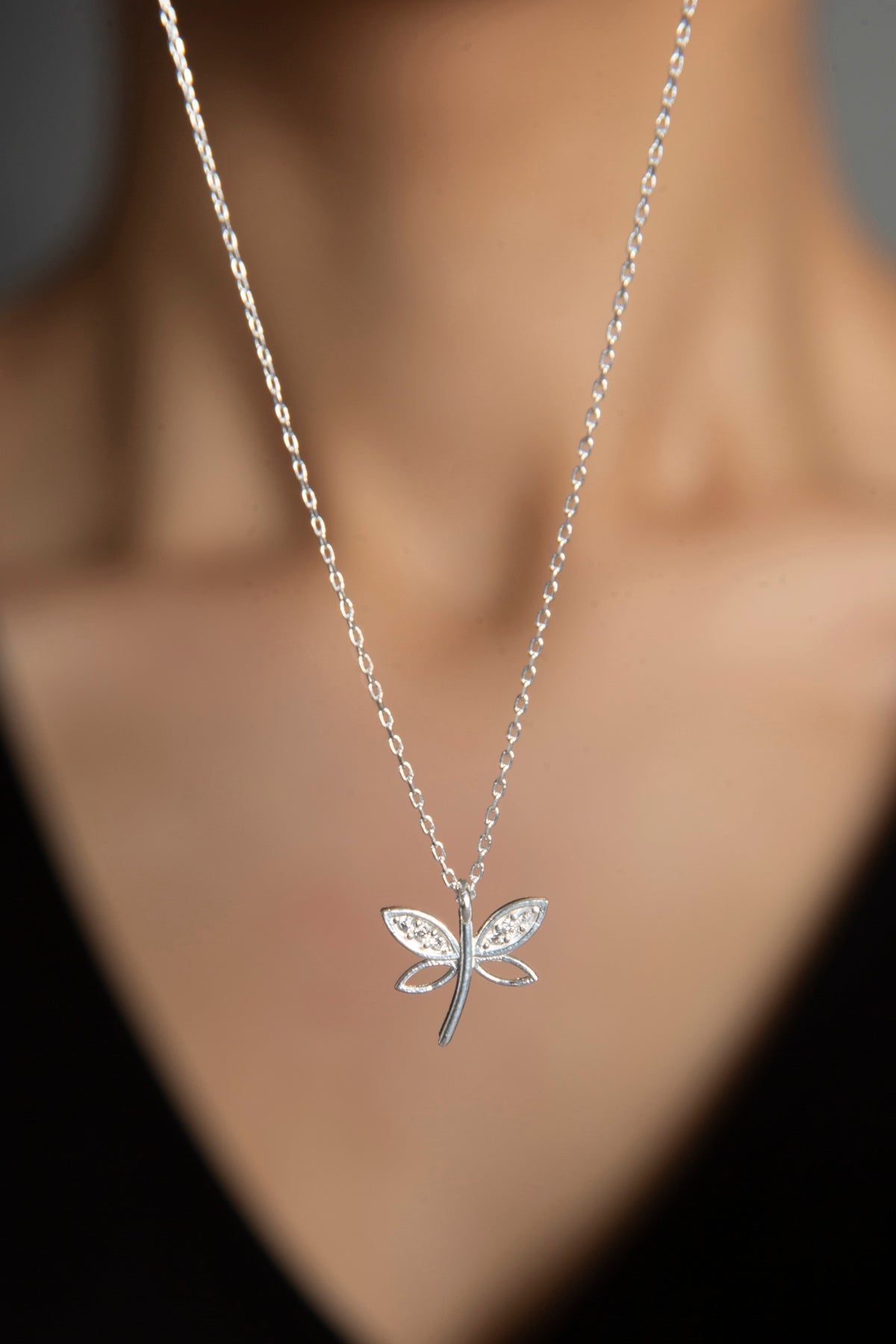 Wholesale Women's Dragonfly Model 925 Sterling Silver Necklace