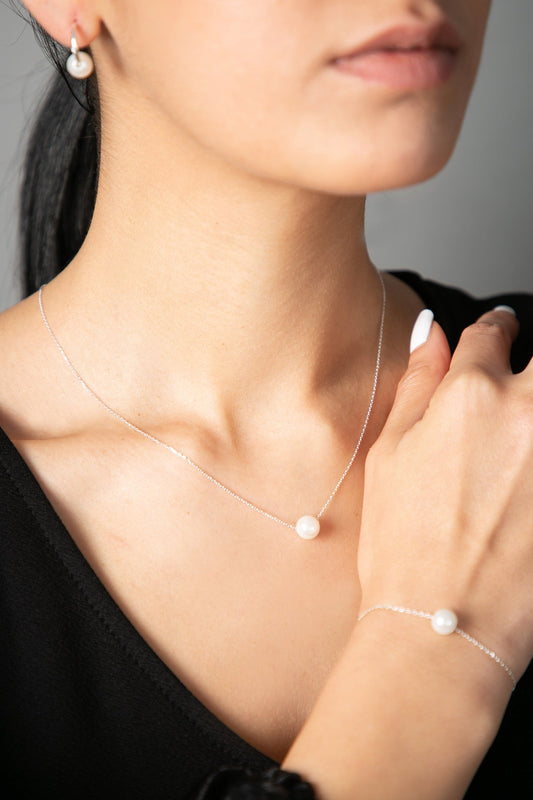 Parure de perles en argent sterling 925 pour femme, Vente en gros 