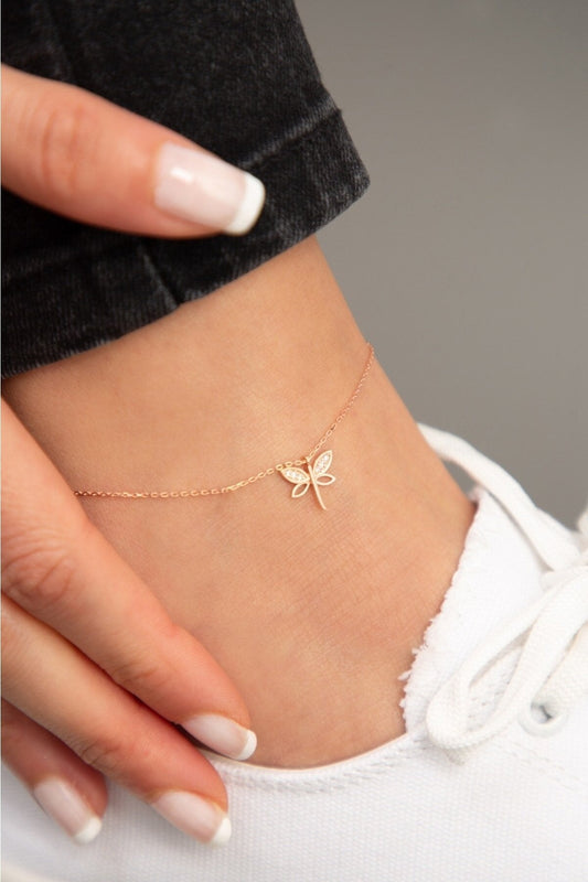 Wholesale Women's Dragonfly Model 925 Sterling Silver Anklet