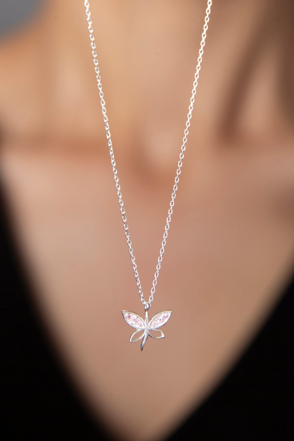 Wholesale Women's 925 Sterling Silver Dragonfly Necklace