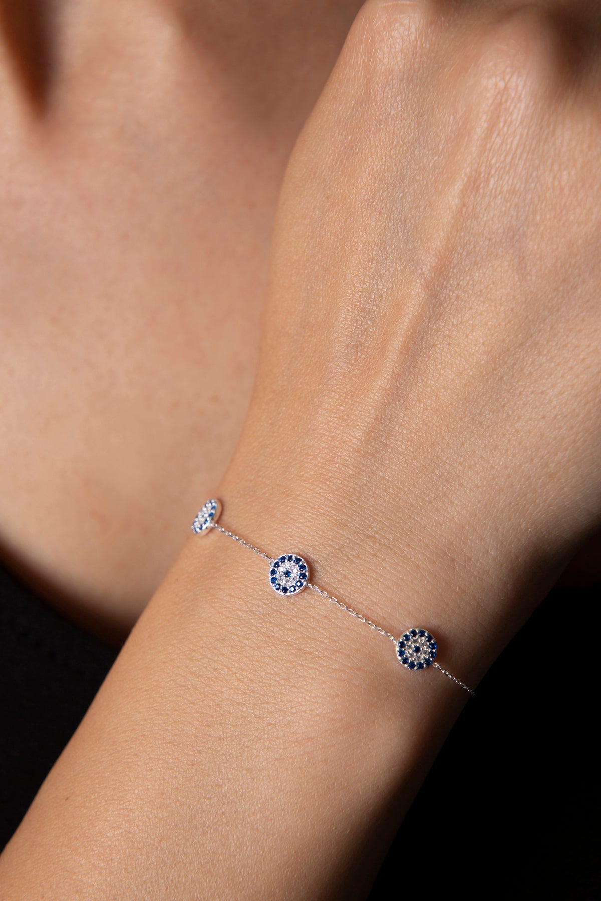 Wholesale Women's Evil Eye Model 925 Sterling Silver Bracelet