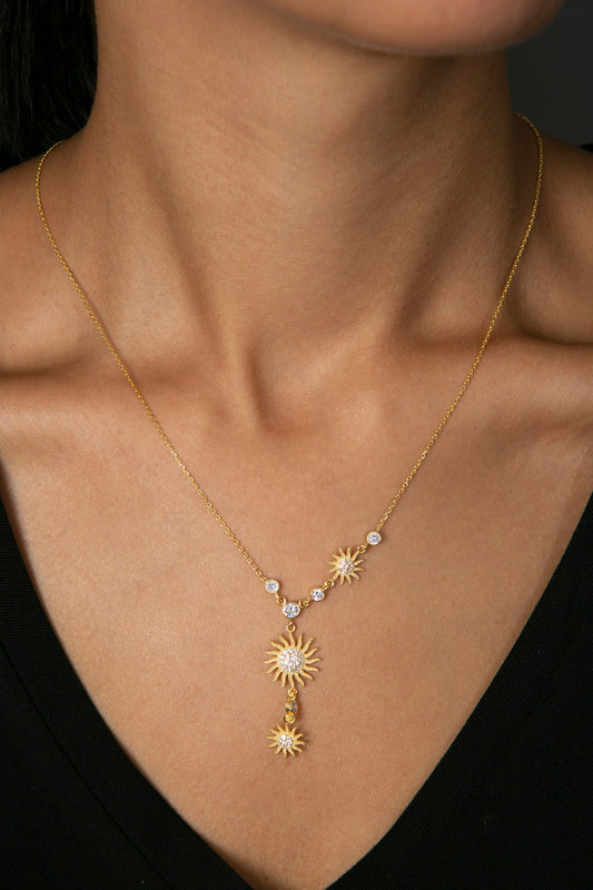 Wholesale Women's Aligned Sun Model 925 Sterling Silver Necklace