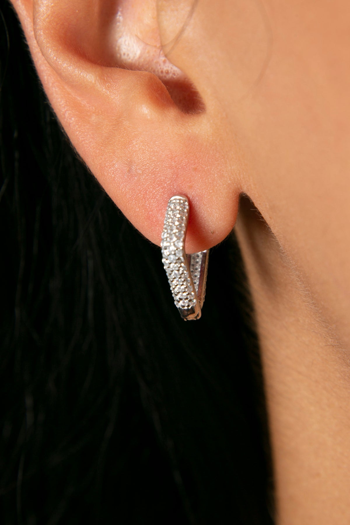 Wholesale Women's 925 Sterling Silver Triangle Earrings with Stones