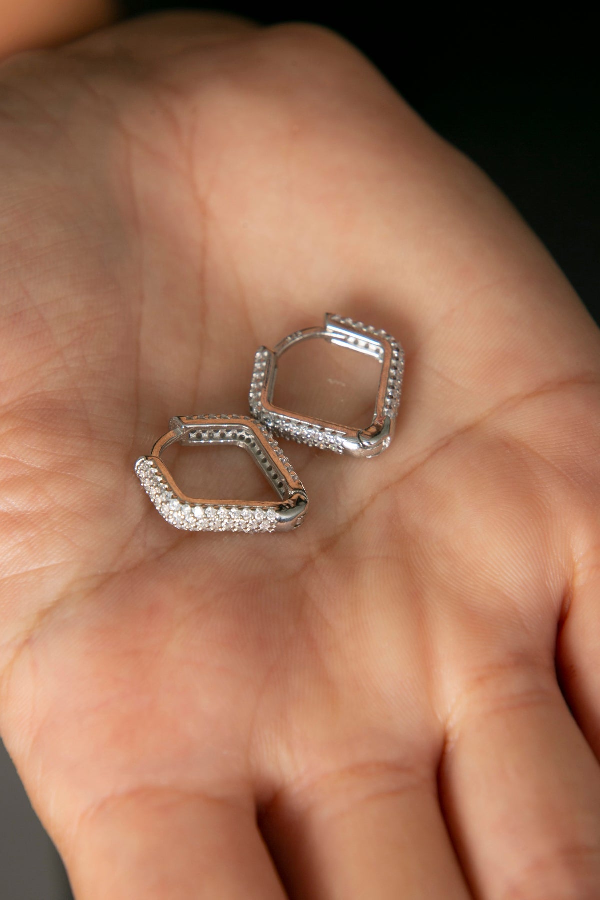 Wholesale Women's 925 Sterling Silver Triangle Earrings with Stones