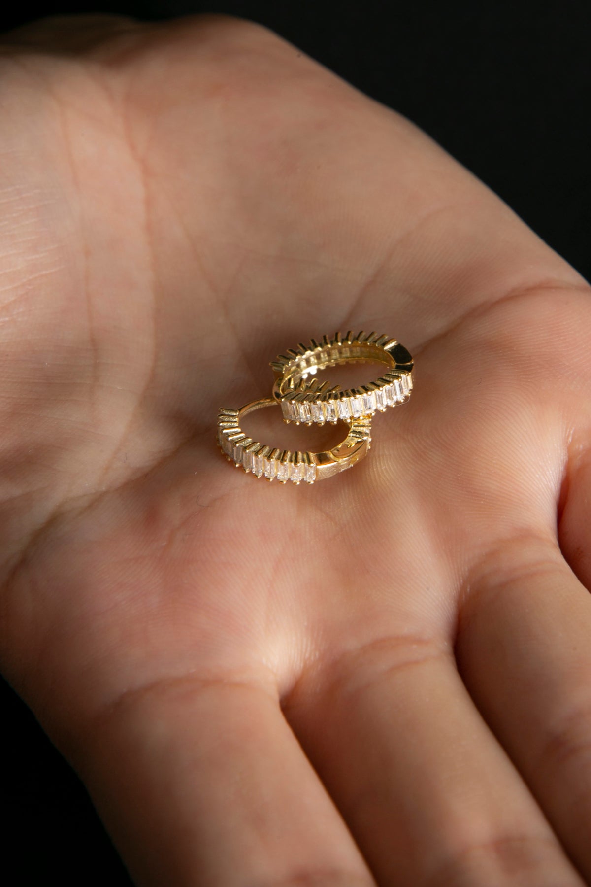 Wholesale Women's 925 Sterling Silver Baguette Hoop Earrings