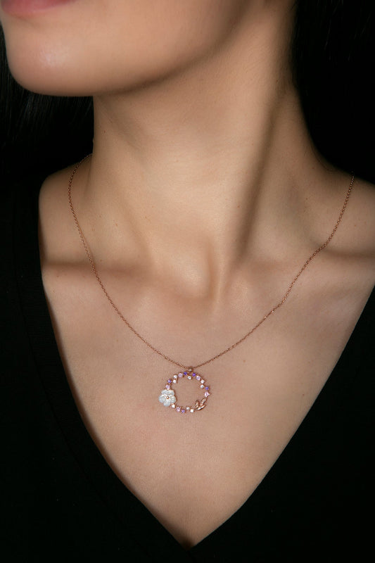 Wholesale Women's 925 Sterling Silver Magnolia Flower Pendant Necklace