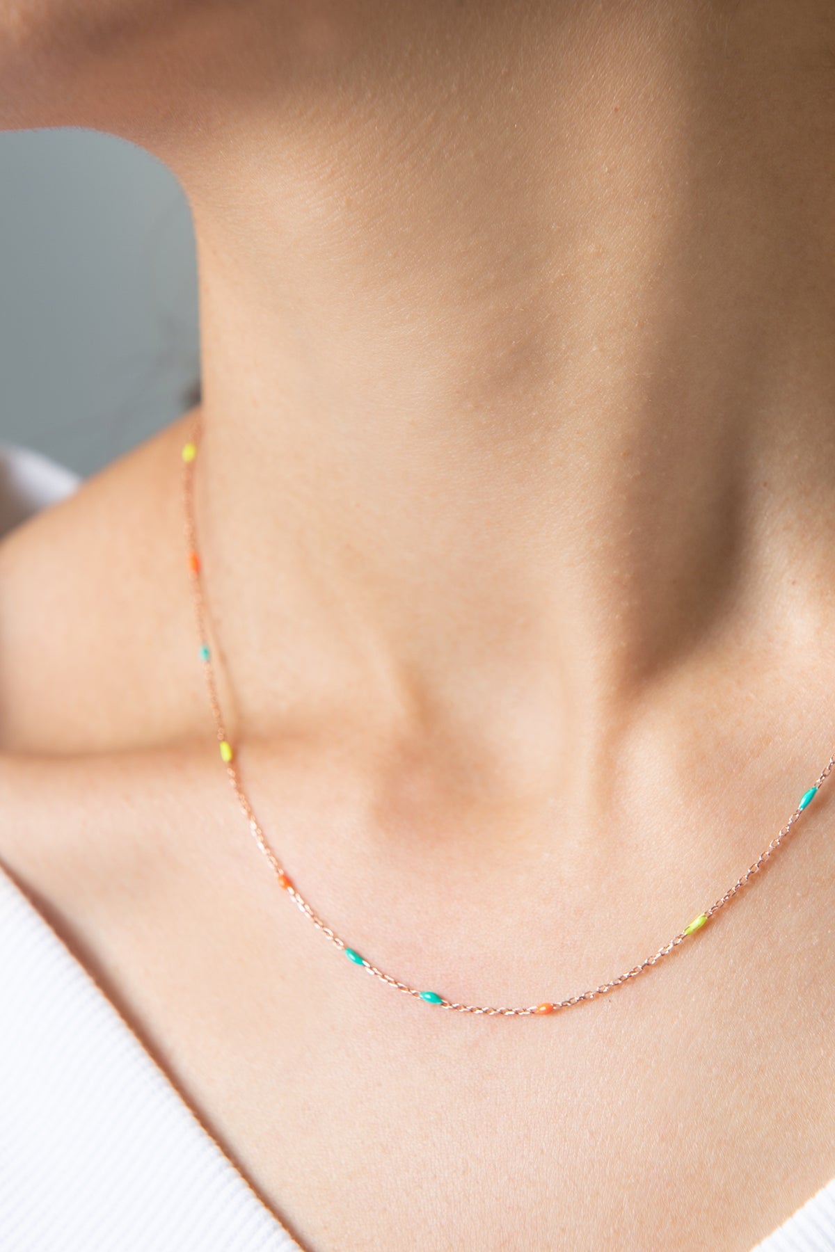 Wholesale Women's 925 Sterling Silver Necklace with Colorful Stone Detail