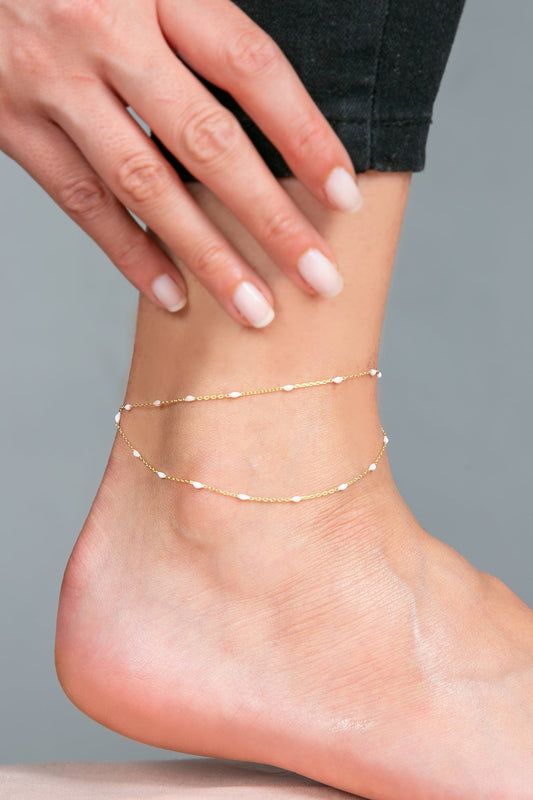 Wholesale Women's 925 Sterling Silver White Stone Anklet