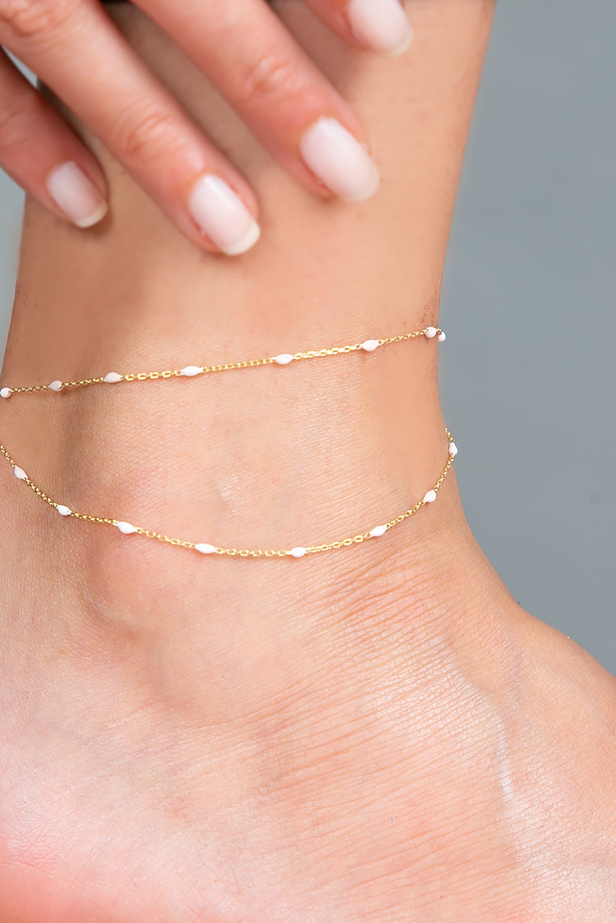Wholesale Women's 925 Sterling Silver White Stone Anklet