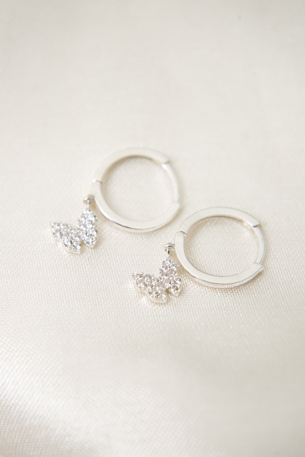 Wholesale Women's 925 Sterling Silver Hoop Earrings with Butterfly Detail