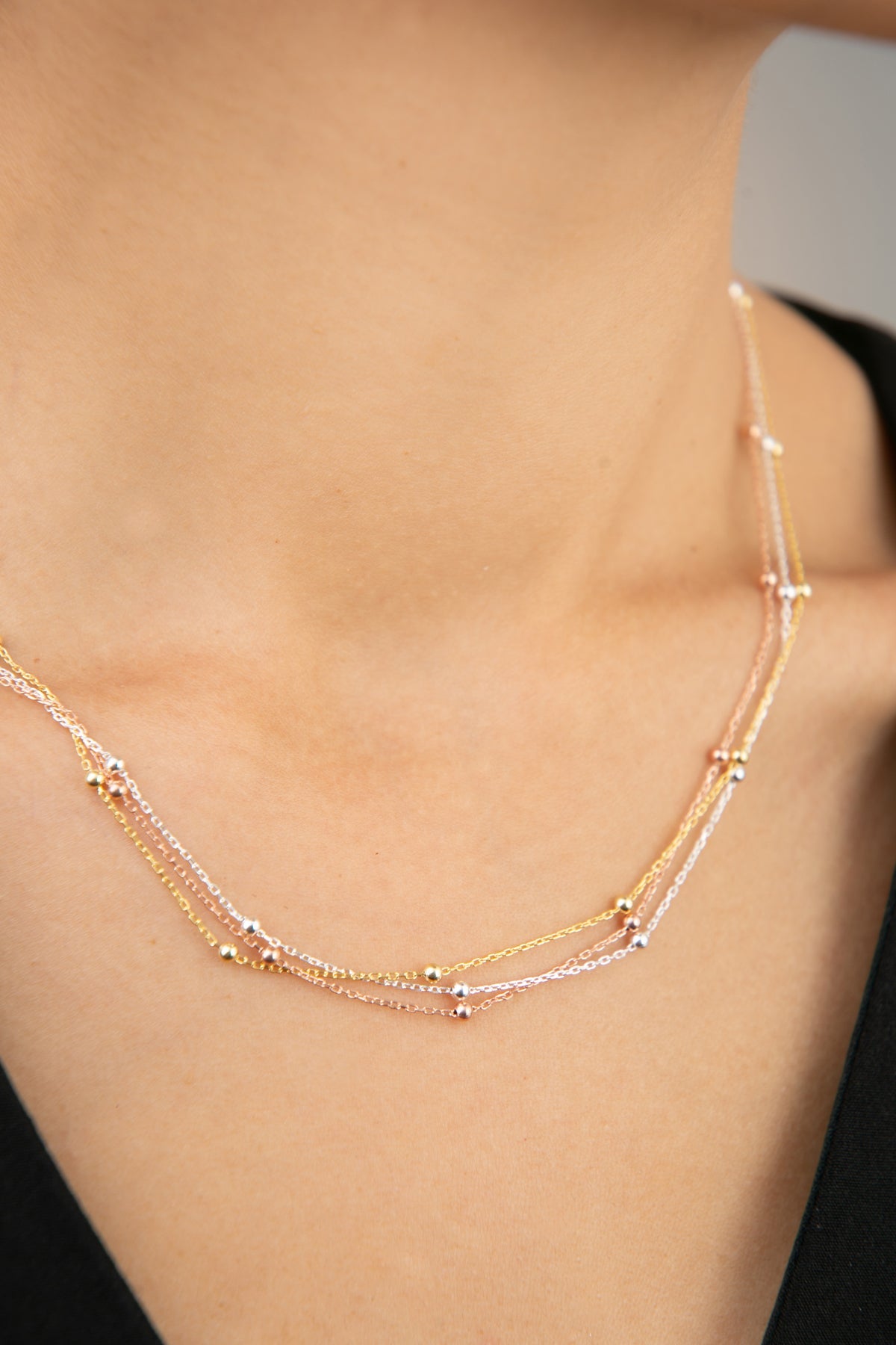 Wholesale Women's 925 Sterling Silver Necklace with Doric Ball Detail in Three Colors