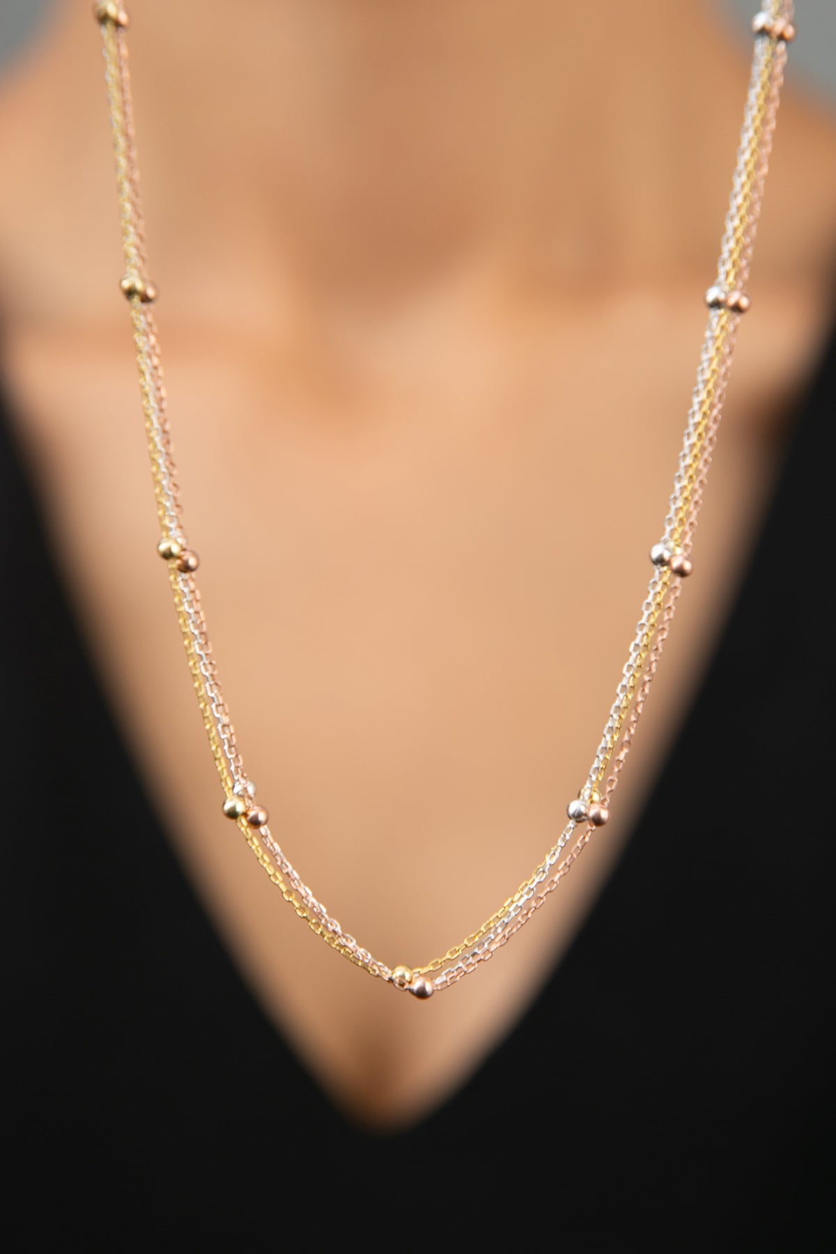 Wholesale Women's 925 Sterling Silver Necklace with Doric Ball Detail in Three Colors