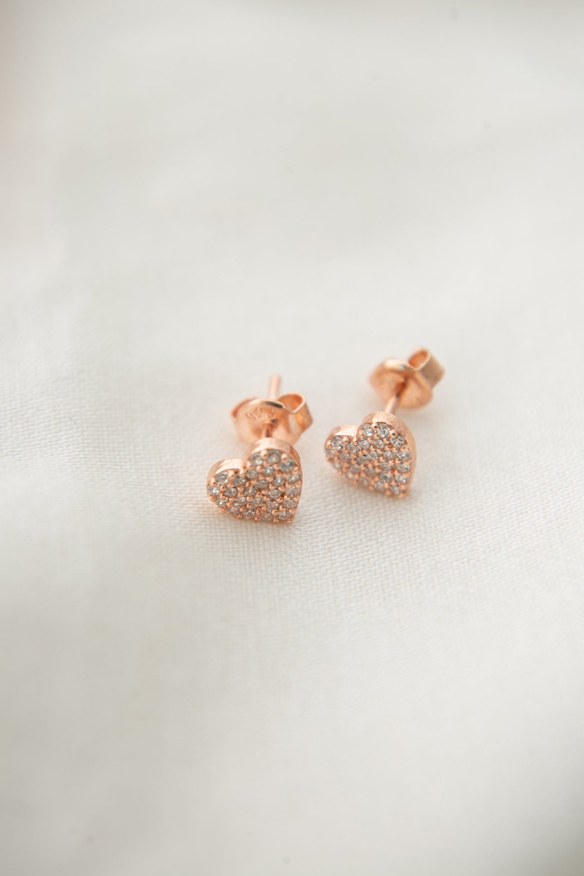 Wholesale Women's Heart Model Rose Plated 925 Sterling Silver Earrings