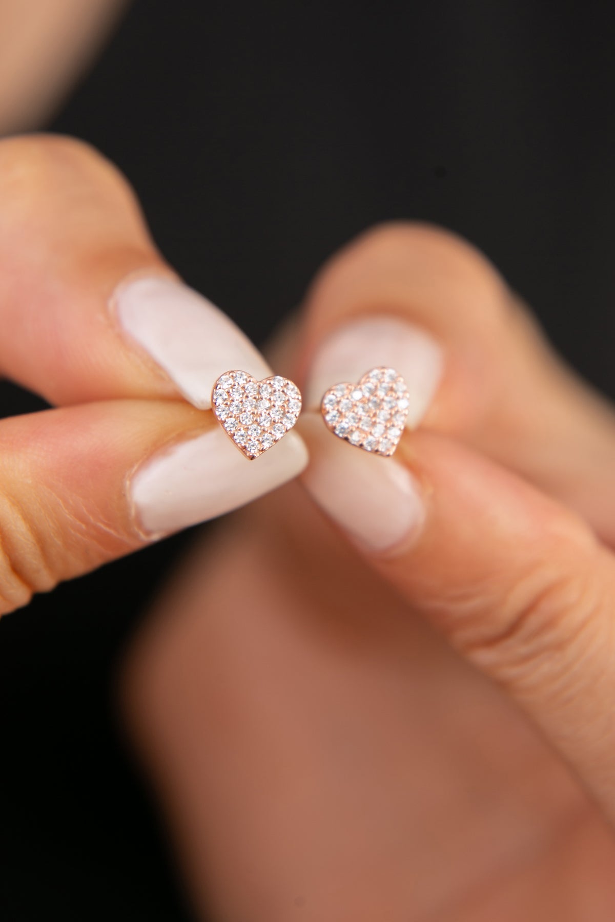 Wholesale Women's Heart Model Rose Plated 925 Sterling Silver Earrings