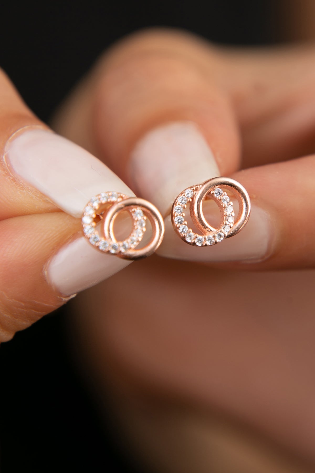 Wholesale Women's 925 Sterling Silver Rose Gold Plated Infinity Hoop Earrings