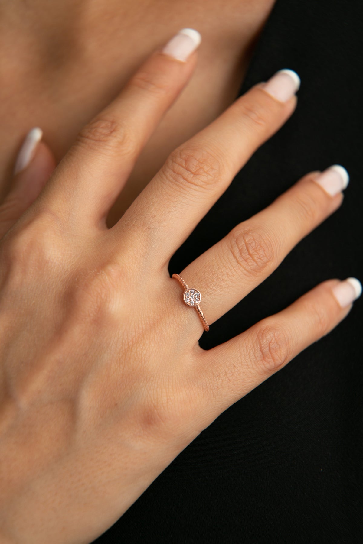 Wholesale Women's Stone Detailed Twist Model 925 Sterling Silver Ring