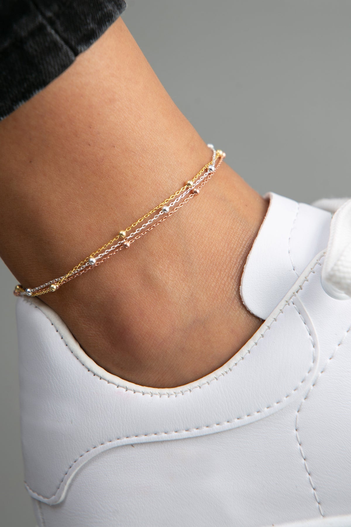 Wholesale Women's 925 Sterling Silver Dorica Top Detailed Anklet in 3 Colors
