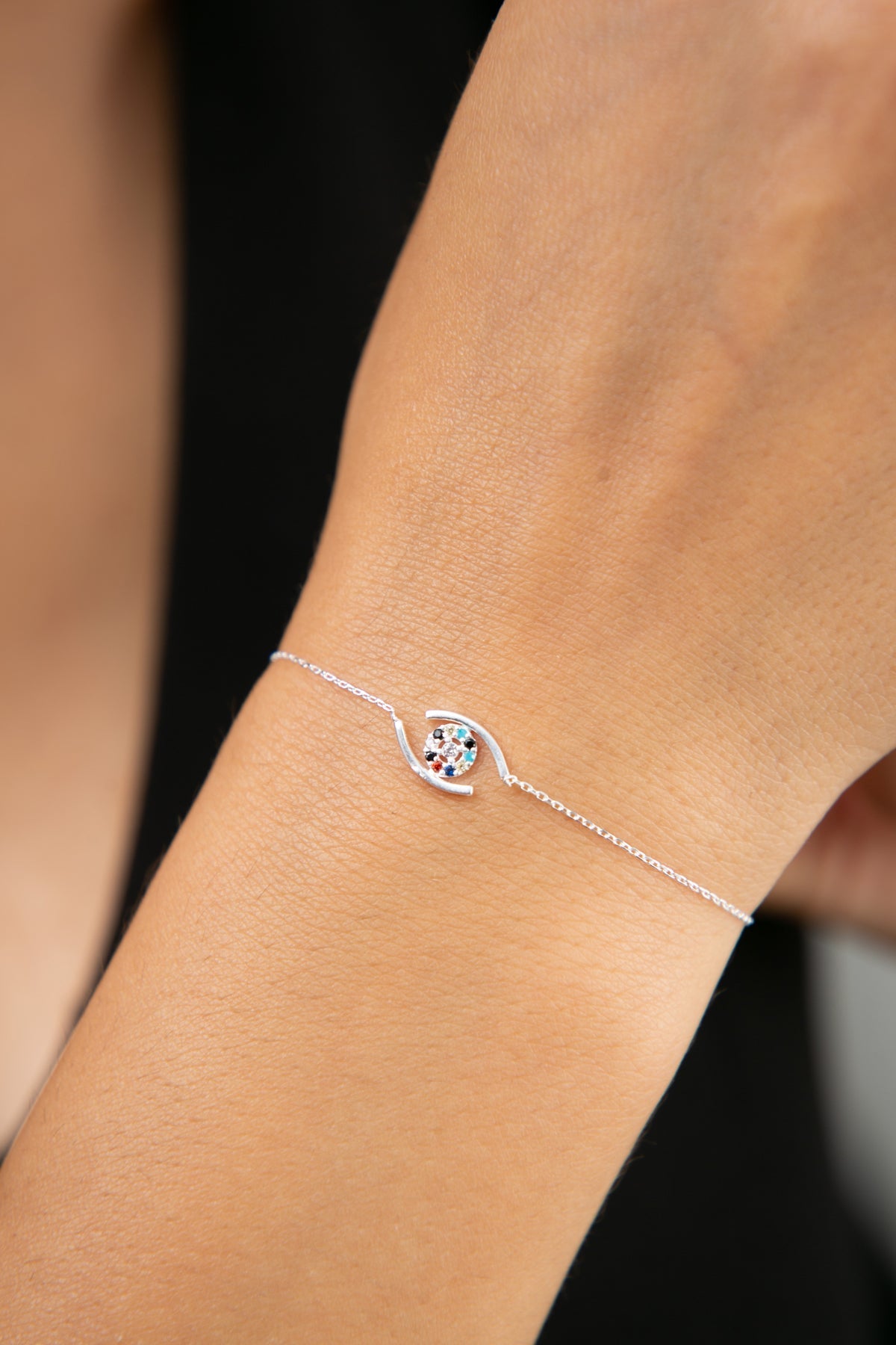 Wholesale Women's 925 Sterling Silver Bracelet with Colorful Stones