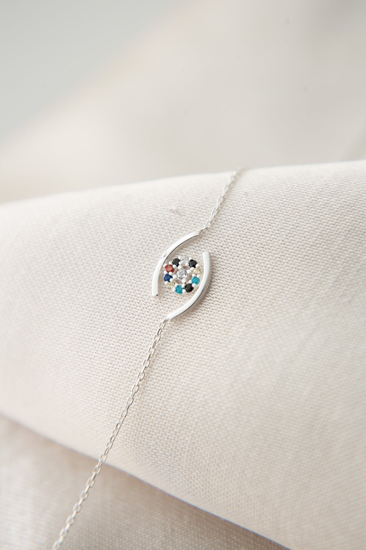 Wholesale Women's 925 Sterling Silver Bracelet with Colorful Stones