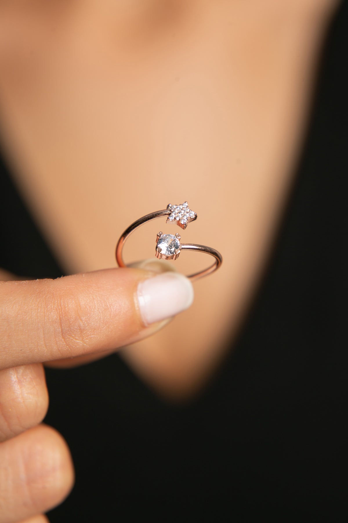 Wholesale Women's Star-Detailed 925 Sterling Silver Ring