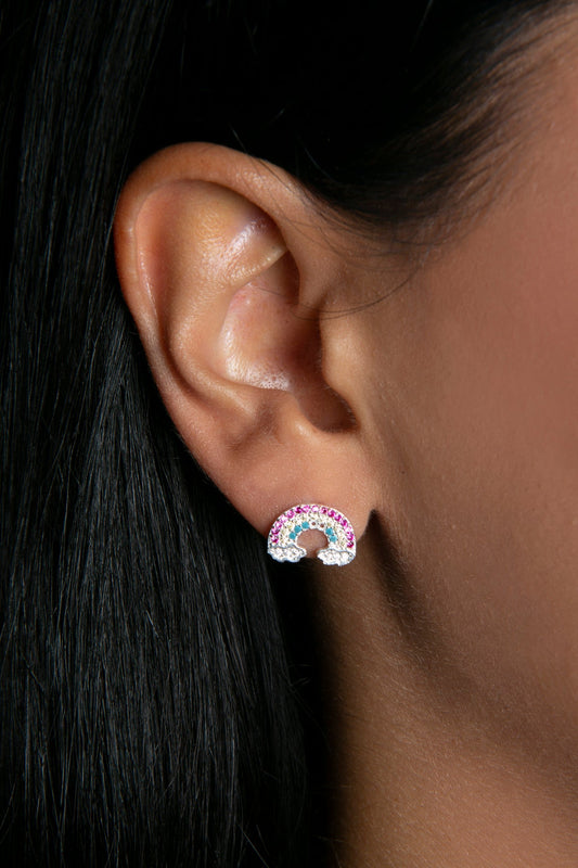 Wholesale Women's 925 Sterling Silver Rainbow Stone Earrings