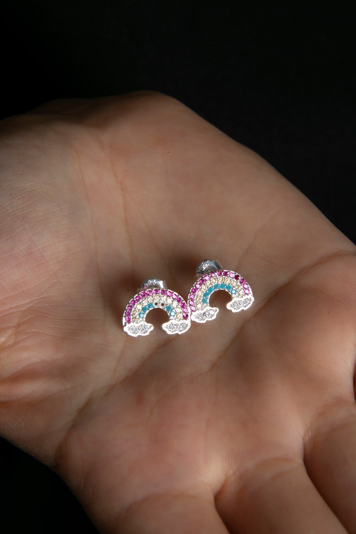 Wholesale Women's 925 Sterling Silver Rainbow Stone Earrings