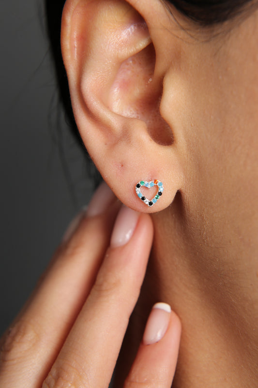 Wholesale Women's 925 Sterling Silver Mix Stone Heart Earrings