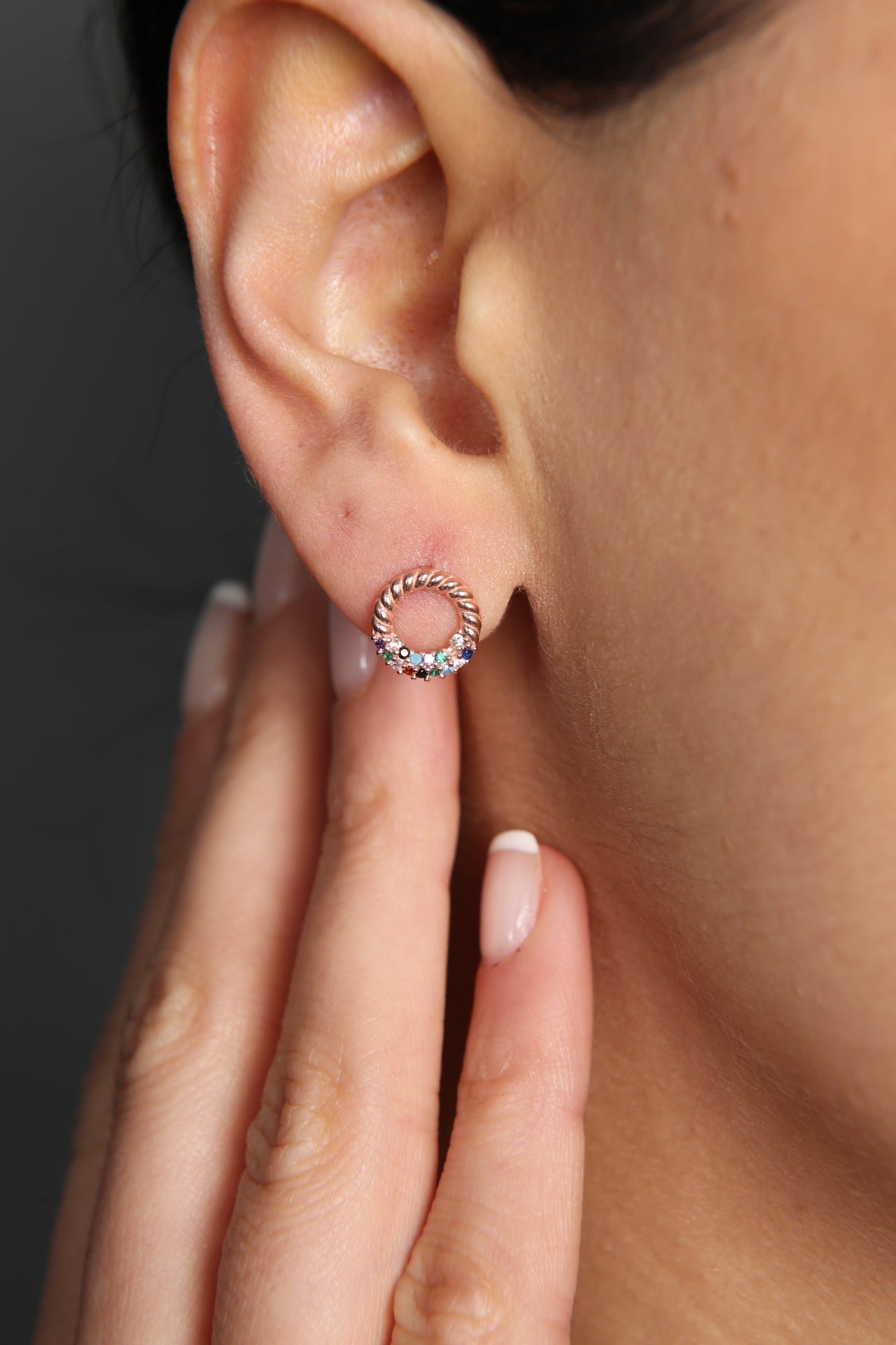 Wholesale Women's 925 Sterling Silver Mix Stone Twist Earrings