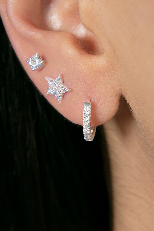 Wholesale Women's 925 Sterling Silver Triple Star Earrings Set