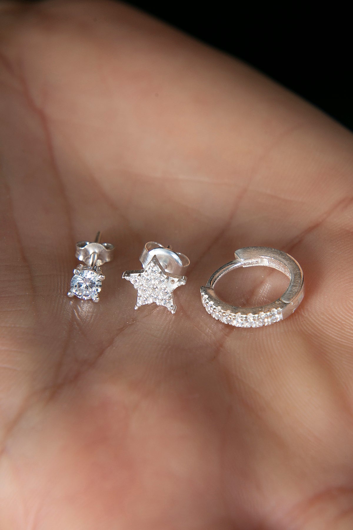 Wholesale Women's 925 Sterling Silver Triple Star Earrings Set