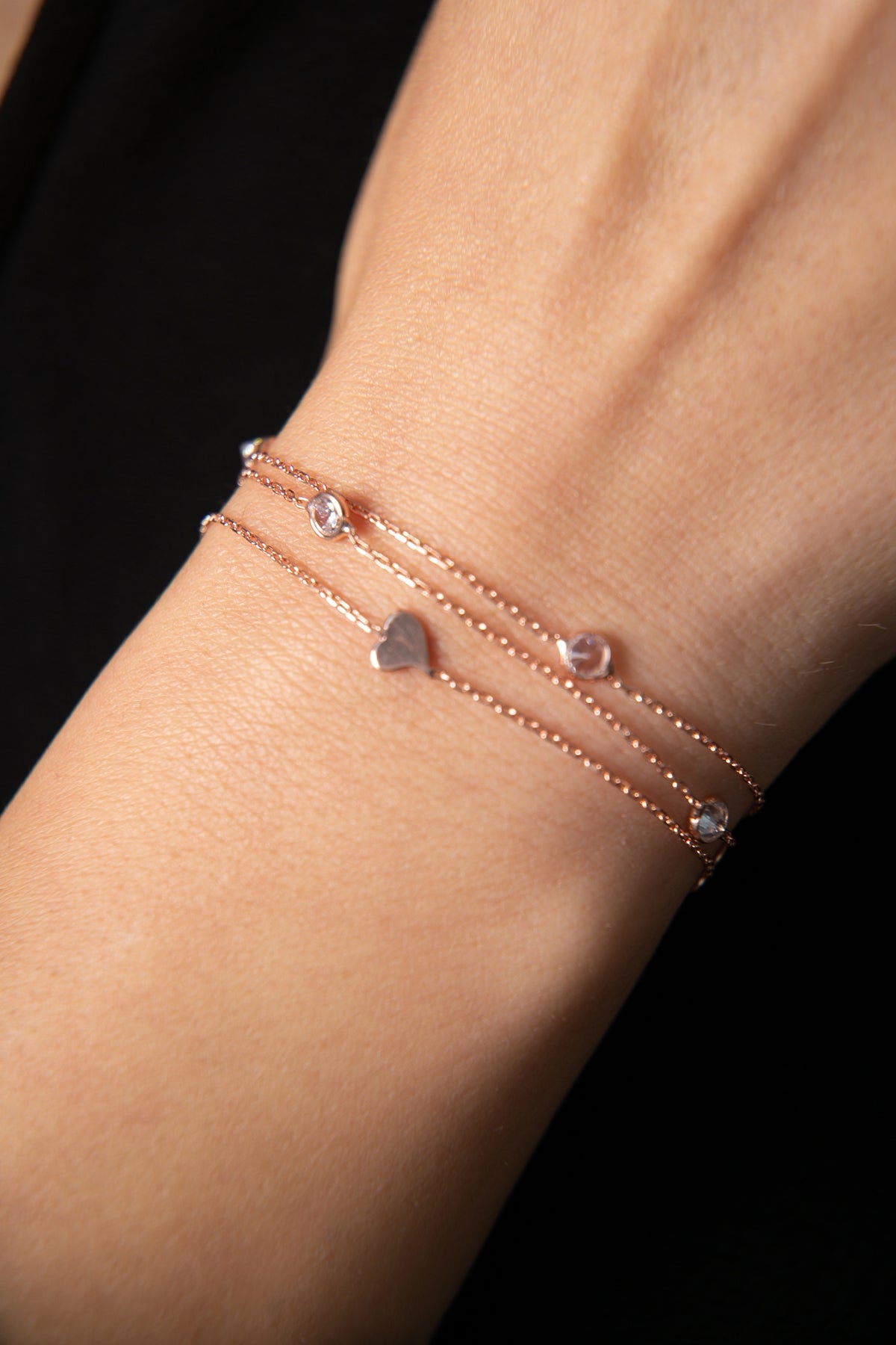 Wholesale Women's Stone Heart Detail 925 Sterling Silver Bracelet