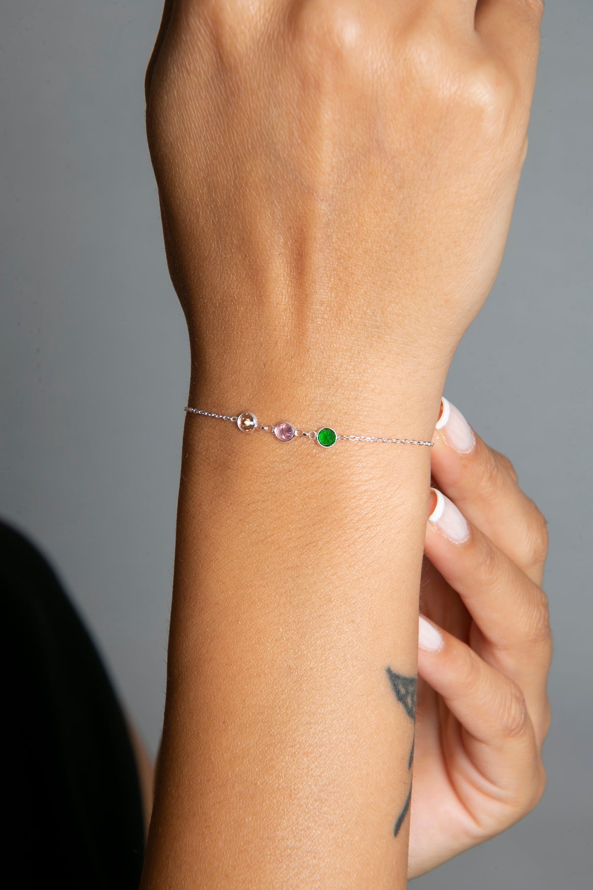 Wholesale Women's Colorful Stone Elegant Model 925 Sterling Silver Bracelet