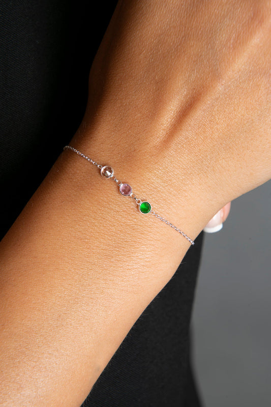 Wholesale Women's Colorful Stone Elegant Model 925 Sterling Silver Bracelet